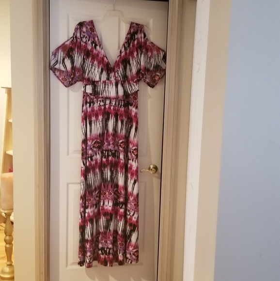 Kiyonna - Tie Dyed Cold Shoulder Maxi Dress - Sz 1 - Picture 6 of 6